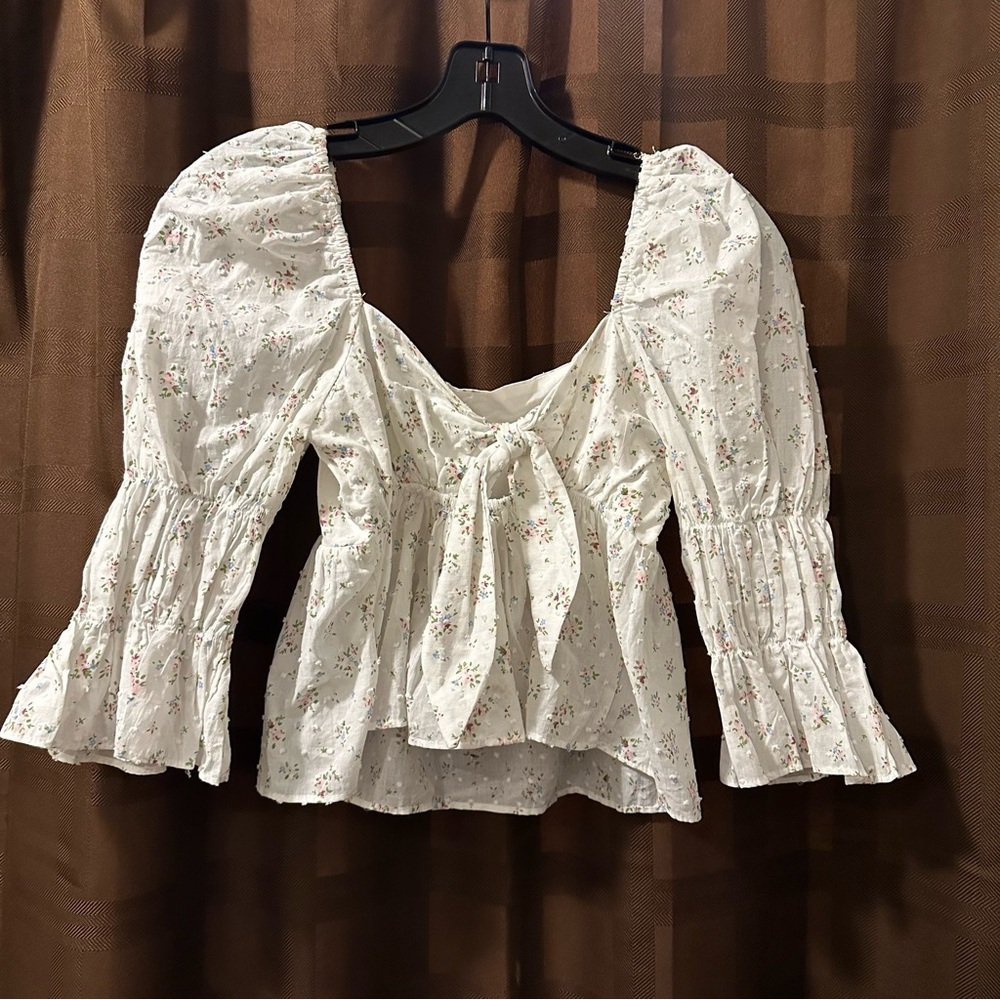 Storia Tie Back Floral Blouse size Small - Picture 4 of 6